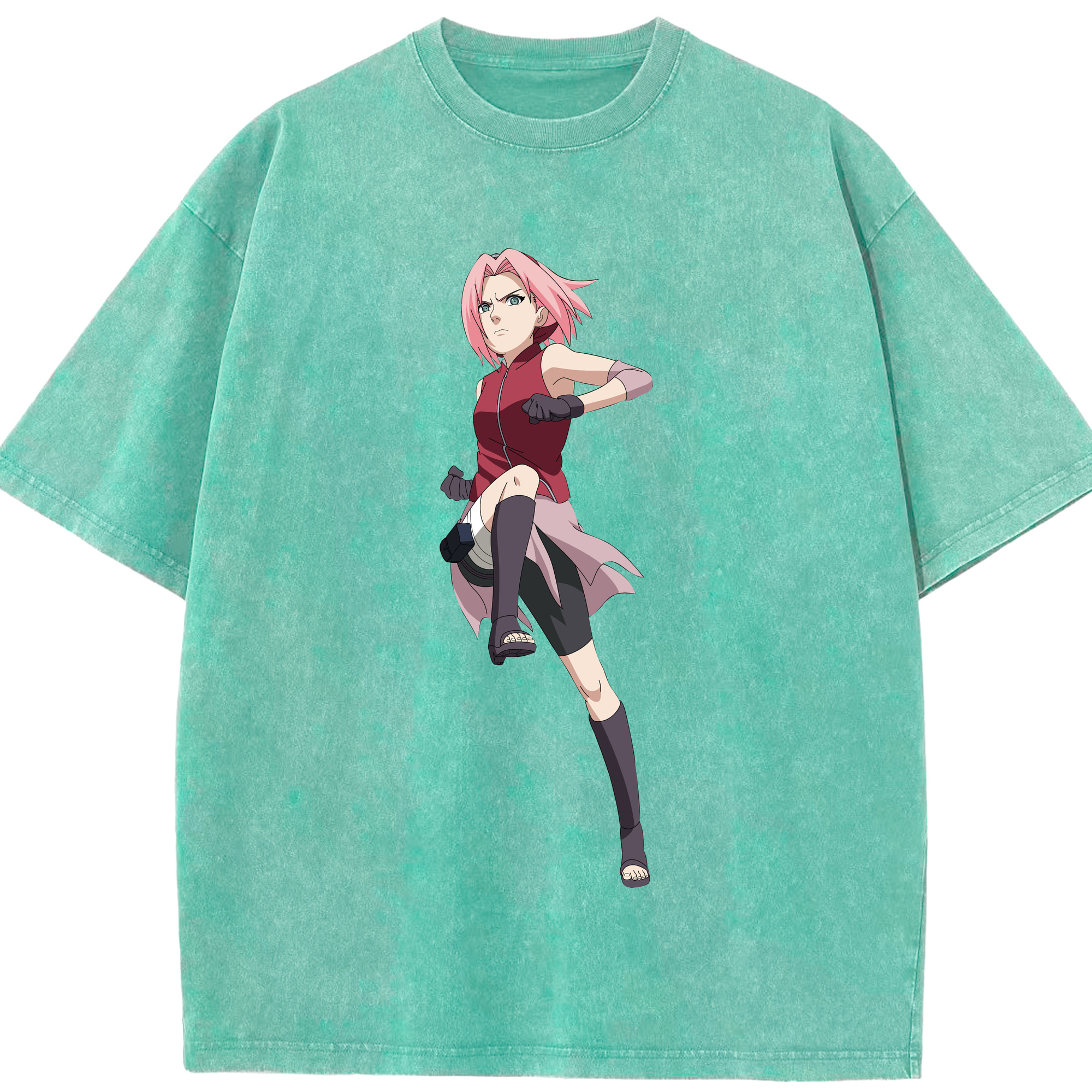 （画像用） NARUTO -ナルト- 春野サクラ Haruno Sakura 綿100% ヴィンテージ風 半袖Tシャツ（フロントプリント）